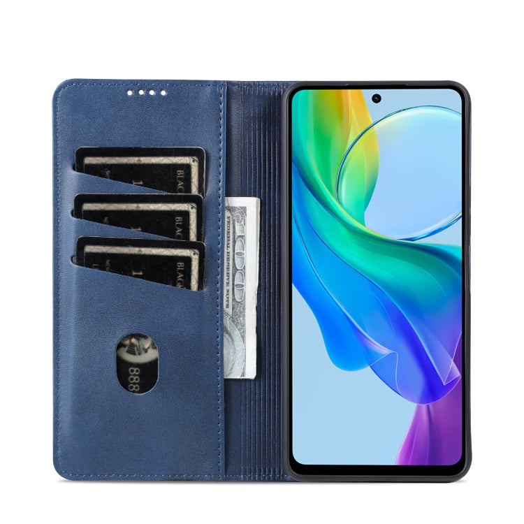 For vivo Y36 Global AZNS Magnetic Calf Texture Leather Phone Case(Dark Blu) - vivo Cases by AZNS | Online Shopping South Africa | PMC TechLife | Buy Now Pay Later Mobicred