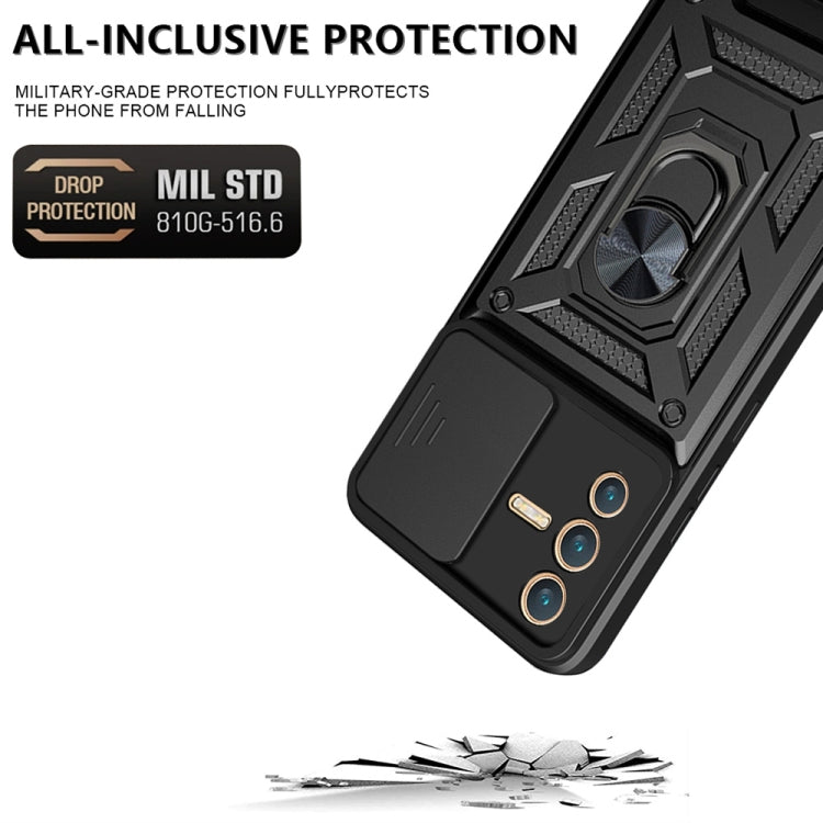 For vivo V23 5G / S12 Sliding Camera Cover Design TPU+PC Phone Case(Black) - vivo Cases by PMC TechLife | Online Shopping South Africa | PMC TechLife | Buy Now Pay Later Mobicred