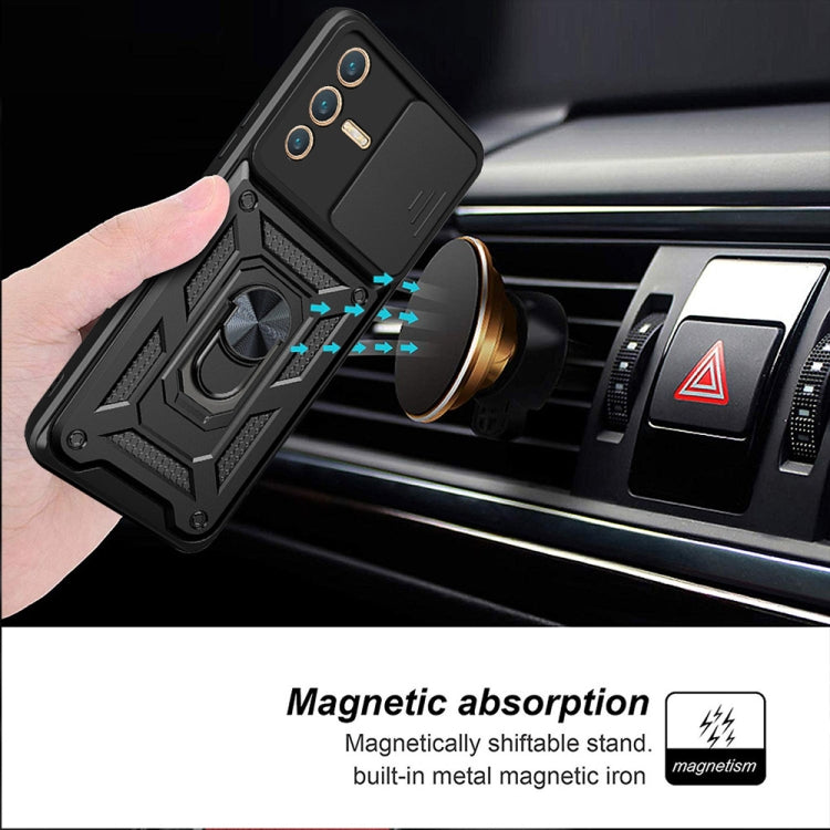 For vivo V23 5G / S12 Sliding Camera Cover Design TPU+PC Phone Case(Black) - vivo Cases by PMC TechLife | Online Shopping South Africa | PMC TechLife | Buy Now Pay Later Mobicred
