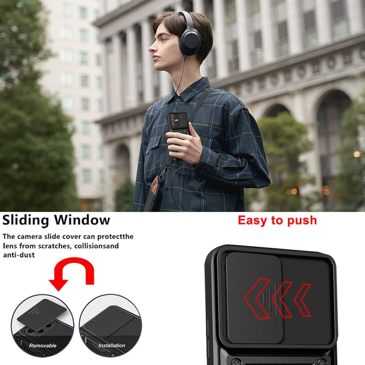 For vivo V23 5G / S12 Sliding Camera Cover Design TPU+PC Phone Case(Black) - vivo Cases by PMC TechLife | Online Shopping South Africa | PMC TechLife | Buy Now Pay Later Mobicred