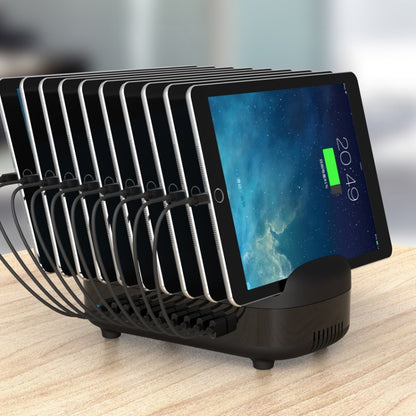 ORICO DUK-10P-DX 120W 5V 2.4A 10 Ports USB Charging Station, EU Plug(Black) - Multifunction Charger by ORICO | Online Shopping South Africa | PMC Jewellery | Buy Now Pay Later Mobicred