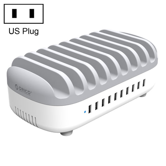 ORICO DUK-10P-DX 120W 5V 2.4A 10 Ports USB Charging Station, US Plug(White) - Multifunction Charger by ORICO | Online Shopping South Africa | PMC Jewellery