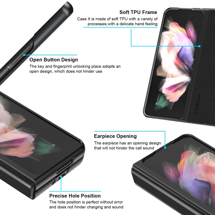 For Samsung Galaxy Z Fold4 5G LC.IMEEKE Shock-resistant Plain Leather All-inclusive Protective Case(Black) - Galaxy Z Fold4 5G Cases by LC.IMEEKE | Online Shopping South Africa | PMC TechLife | Buy Now Pay Later Mobicred