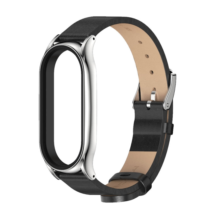 For Xiaomi Mi Band 7 / 7 NFC MIJOBS Plus Metal Case Microfiber Leather Watch Band(Black Silver) - free shipping - PMC TechLife - Order now!