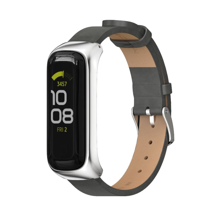 For Samsung Galaxy Fit 2 MIJOBS Metal Case Microfiber Leather Watch Band(Grey Silver) - free shipping - PMC TechLife - Order now!