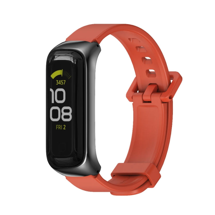 For Samsung Galaxy Fit 2 MIJOBS Metal Case Silicone Watch Band(Orange Black) - Watch Bands by MIJOBS | Online Shopping South Africa | PMC TechLife | Buy Now Pay Later Mobicred