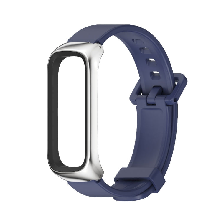 For Samsung Galaxy Fit 2 MIJOBS Metal Case Silicone Watch Band(Midnight Blue Silver) - free shipping - PMC TechLife - Order now!