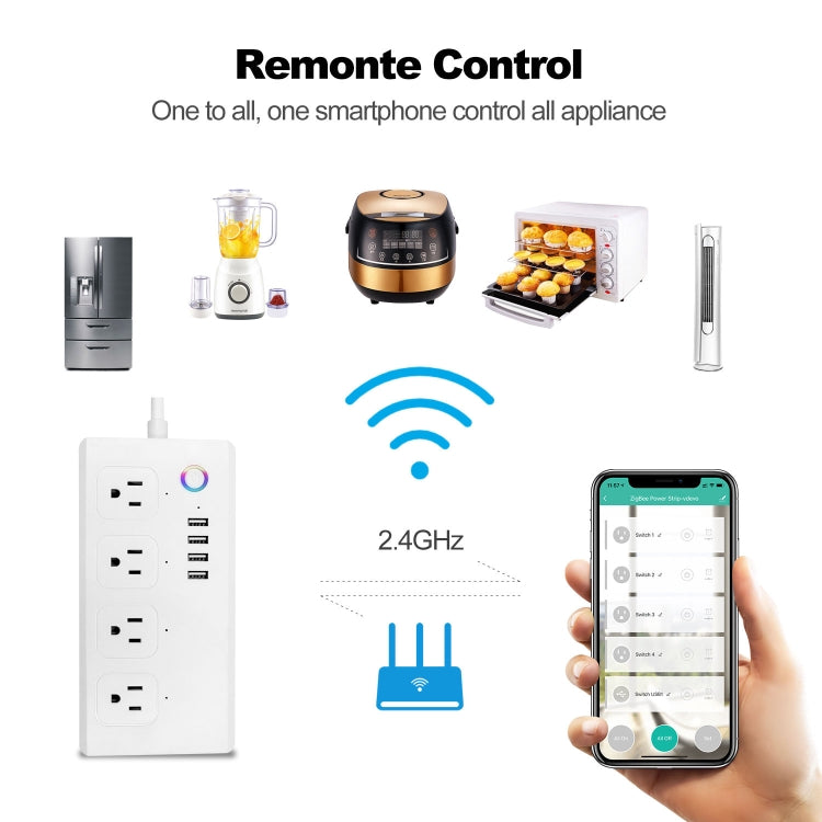 WiFi 10A SM-SO301-U 2500W 4 Holes + 4 USB Smart Power Strip, US Plug(White) - Smart Socket by PMC TechLife | Online Shopping South Africa | PMC TechLife