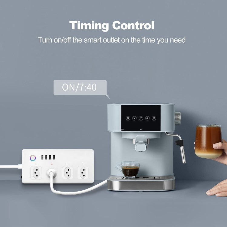 WiFi 10A SM-SO301-B 4 Holes + 4 USB Multi-purpose Smart Power Strip, Brazil Plug - Smart Socket by PMC TechLife | Online Shopping South Africa | PMC TechLife