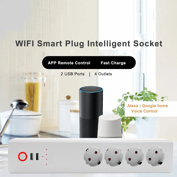 WiFi 10A SM-SO306-E 4 Holes + 2 USB Multi-purpose Smart Power Strip, EU Plug - Smart Socket by PMC Jewellery | Online Shopping South Africa | PMC Jewellery