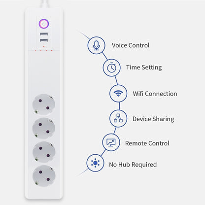 WiFi 16A SM-SO306-E 4 Holes + 2 USB Multi-purpose Smart Power Strip, EU Plug - Smart Socket by PMC Jewellery | Online Shopping South Africa | PMC Jewellery