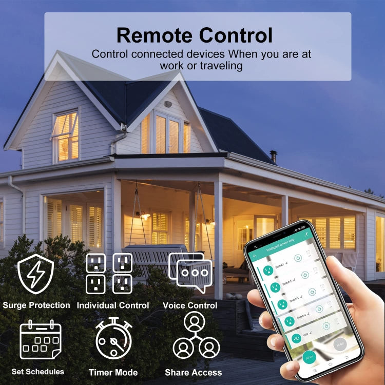 ZigBee 10A SM-SO306-M 4 Holes + 2 USB Multi-purpose Smart Power Strip(UK Plug) - Smart Socket by PMC TechLife | Online Shopping South Africa | PMC TechLife