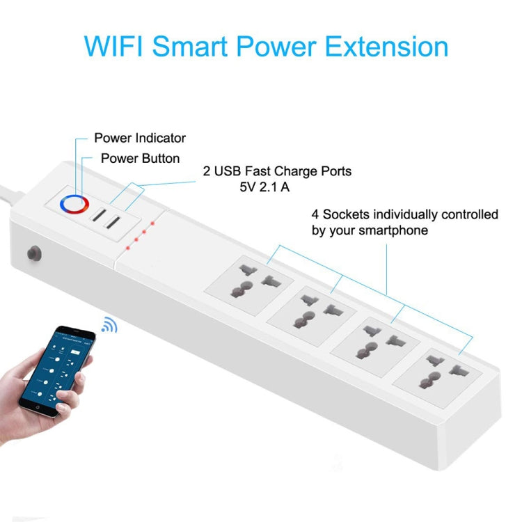 WiFi 16A SM-SO306-M 4 Holes + 2 USB Multi-purpose Smart Power Strip(US Plug) - Smart Socket by PMC Jewellery | Online Shopping South Africa | PMC Jewellery