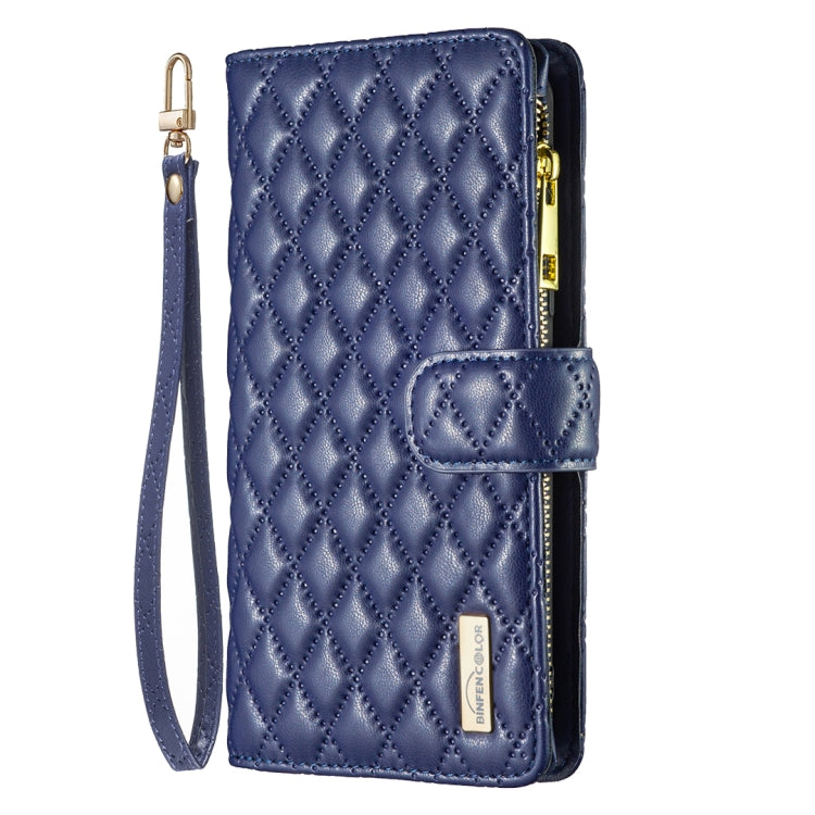 For iPhone 11 Diamond Lattice Zipper Wallet Leather Flip Phone Case (Blue) - iPhone 11 Cases by PMC Jewellery | Online Shopping South Africa | PMC Jewellery