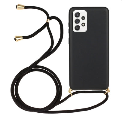 For Samsung Galaxy A33 5G Wheat Straw Material + TPU Protective Case with Lanyard(Black) - Galaxy Phone Cases by PMC Jewellery | Online Shopping South Africa | PMC Jewellery