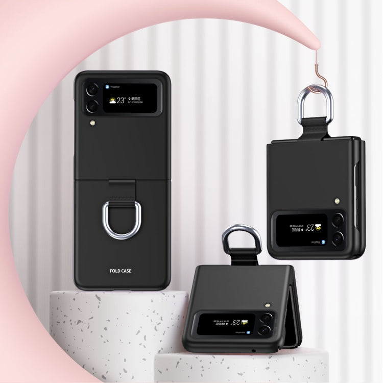 For Samsung Galaxy Z Flip4 Skin Feel Folding Phone Case with Drawstring Key Chain(Black) - free shipping - PMC TechLife - Order now!