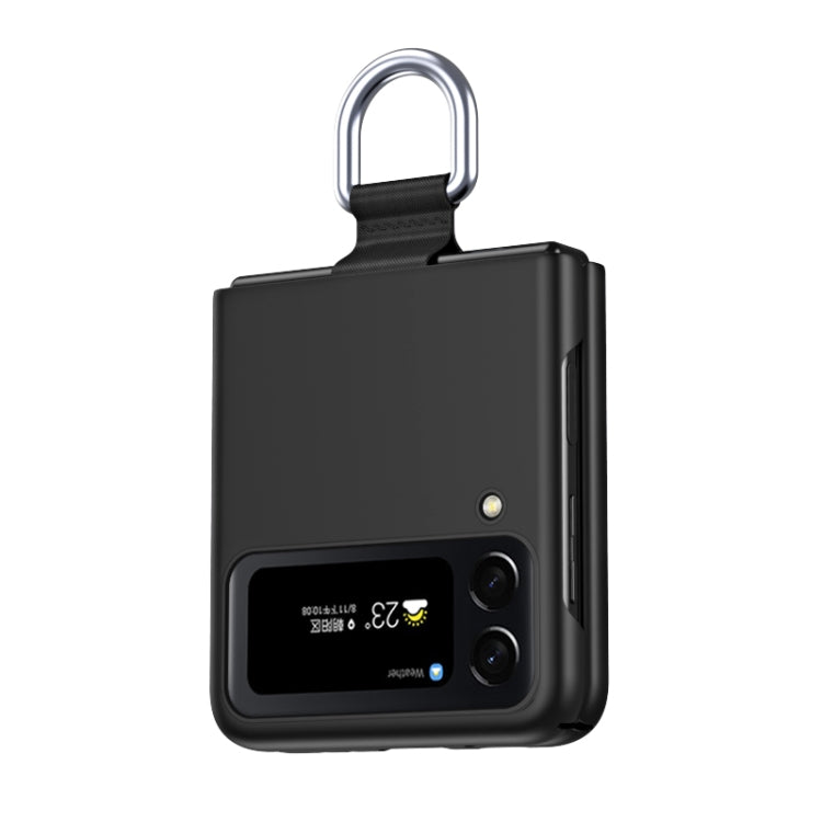 For Samsung Galaxy Z Flip4 Skin Feel Folding Phone Case with Drawstring Key Chain(Black) - free shipping - PMC TechLife - Order now!