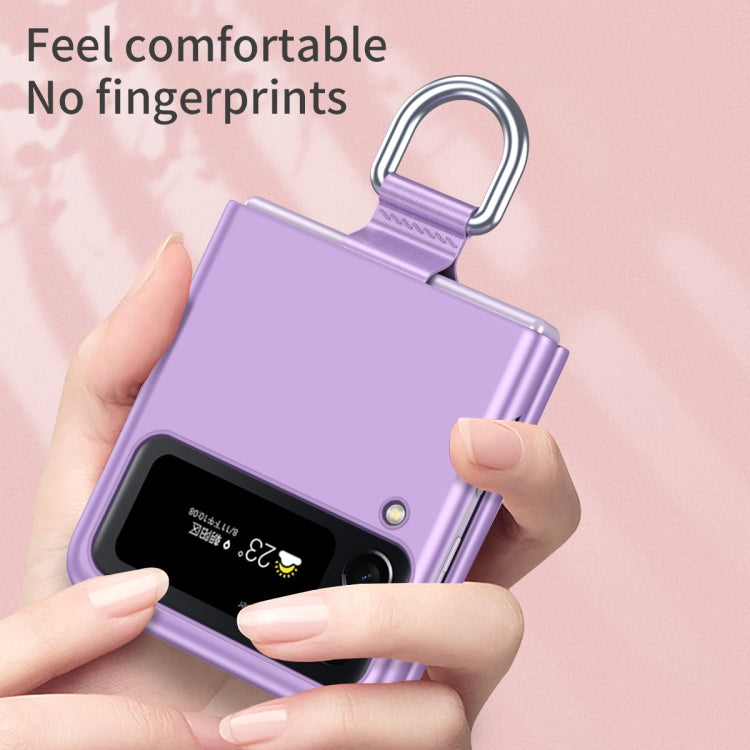 For Samsung Galaxy Z Flip4 Skin Feel Folding Phone Case with Drawstring Key Chain(Black) - free shipping - PMC TechLife - Order now!