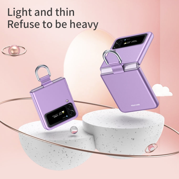 For Samsung Galaxy Z Flip4 Skin Feel Folding Phone Case with Drawstring Key Chain(Black) - free shipping - PMC TechLife - Order now!