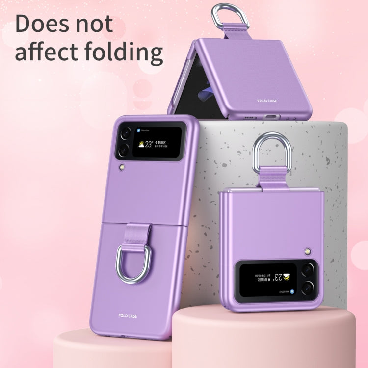For Samsung Galaxy Z Flip4 Skin Feel Folding Phone Case with Drawstring Key Chain(Black) - free shipping - PMC TechLife - Order now!