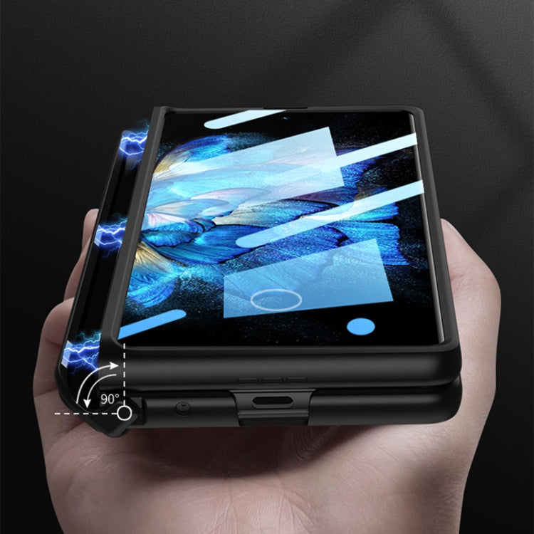 For vivo X Fold GKK Magnetic Hinge Flip Leather Phone Case with Holder(Blue) - vivo Cases by GKK | Online Shopping South Africa | PMC TechLife | Buy Now Pay Later Mobicred