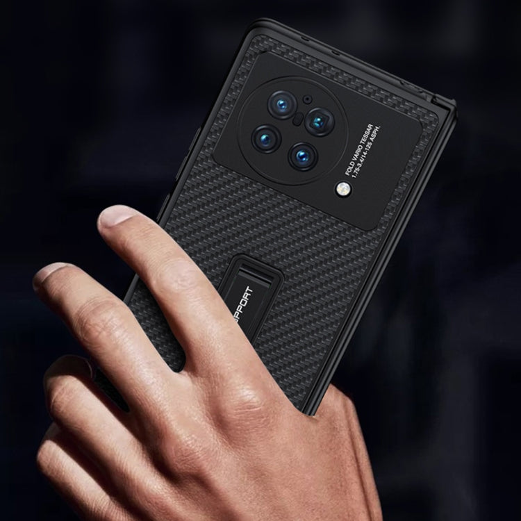 For vivo X Fold GKK Magnetic Hinge Flip Leather Phone Case with Holder(Carbon Fiber) - vivo Cases by GKK | Online Shopping South Africa | PMC TechLife | Buy Now Pay Later Mobicred