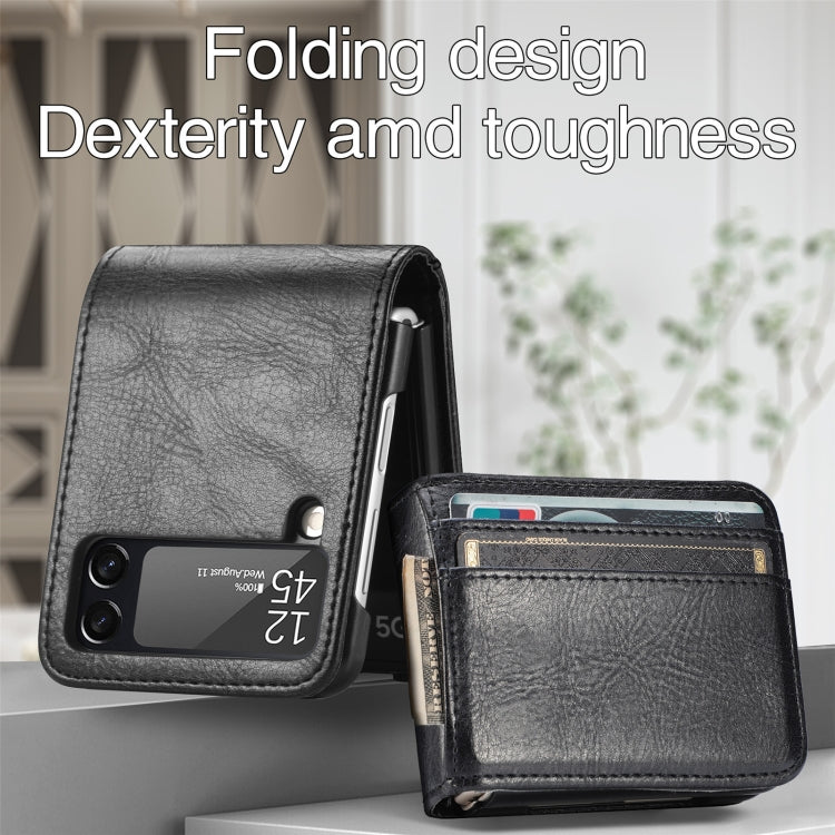 For Samsung Galaxy Z Flip4 5G Vertical Flip Card Slot Leather Phone Case(Black) - Galaxy Z Flip4 5G Cases by PMC TechLife | Online Shopping South Africa | PMC TechLife | Buy Now Pay Later Mobicred