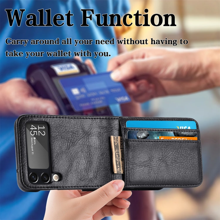For Samsung Galaxy Z Flip4 5G Vertical Flip Card Slot Leather Phone Case(Black) - Galaxy Z Flip4 5G Cases by PMC TechLife | Online Shopping South Africa | PMC TechLife | Buy Now Pay Later Mobicred