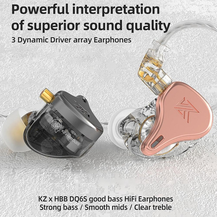 KZ-DQ6S 1.2m Three-Unit Dynamic Subwoofer In-Ear Headphones, Style:With Microphone(Black) - free shipping - PMC TechLife - Order now!