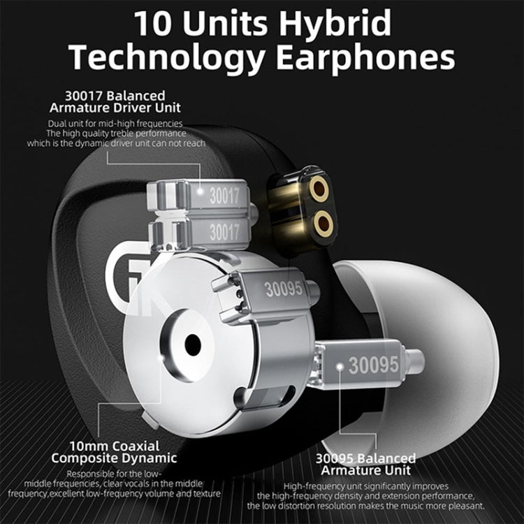 GK GSE Ten-Unit Coil Iron Subwoofer HIFI In-Ear Headphones(With Microphone) - In Ear Wired Earphone by PMC TechLife | Online Shopping South Africa | PMC TechLife