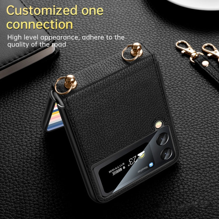 For Samsung Galaxy Z Flip3 5G SULADA Litchi Texture Leather + TPU Phone Case with Strap(Green) - Galaxy Phone Cases by SULADA | Online Shopping South Africa | PMC TechLife | Buy Now Pay Later Mobicred