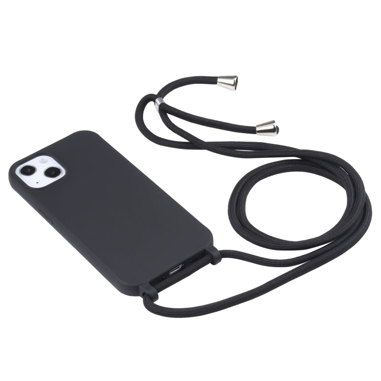 For iPhone 14 Plus Candy Colors TPU Protective Phone Case with Lanyard (Black) - free shipping - PMC TechLife - Order now!