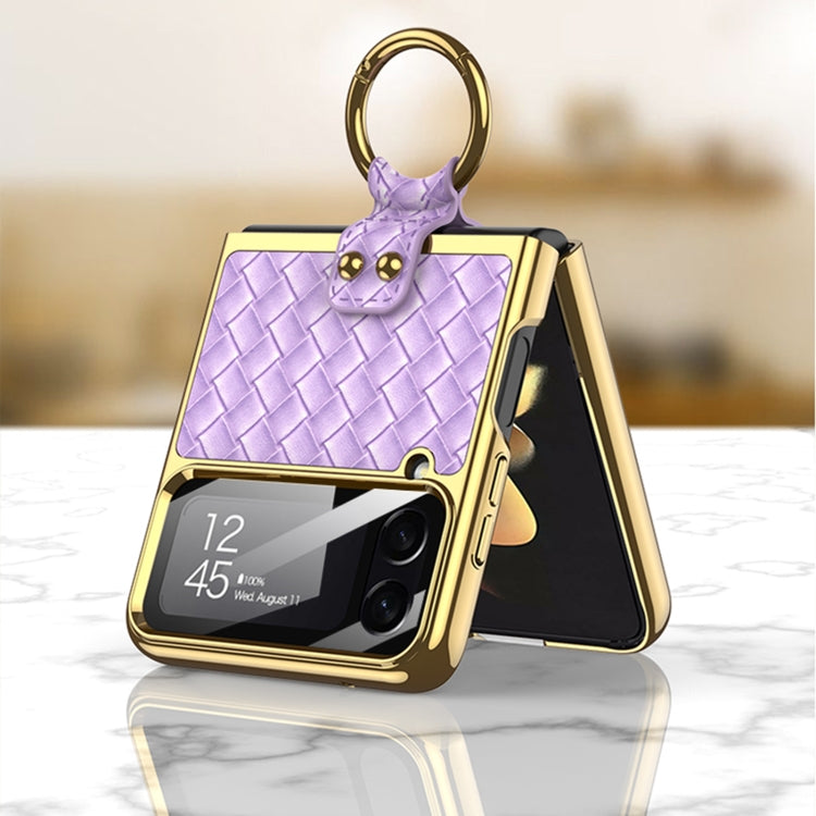For Samsung Galaxy Z Flip4 GKK Weave Texture Electroplating Protective Phone Case(Purple) - free shipping - PMC TechLife - Order now!