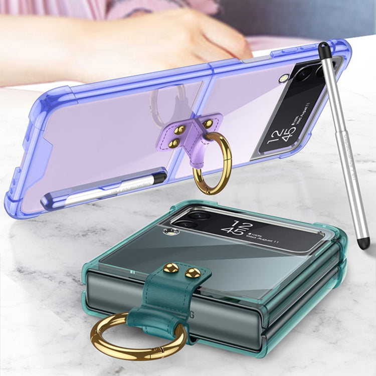 For Samsung Galaxy Z Flip4 GKK Airbag Protective Phone Case with Ring & Pen(Green) - Galaxy Z Flip4 5G Cases by GKK | Online Shopping South Africa | PMC TechLife