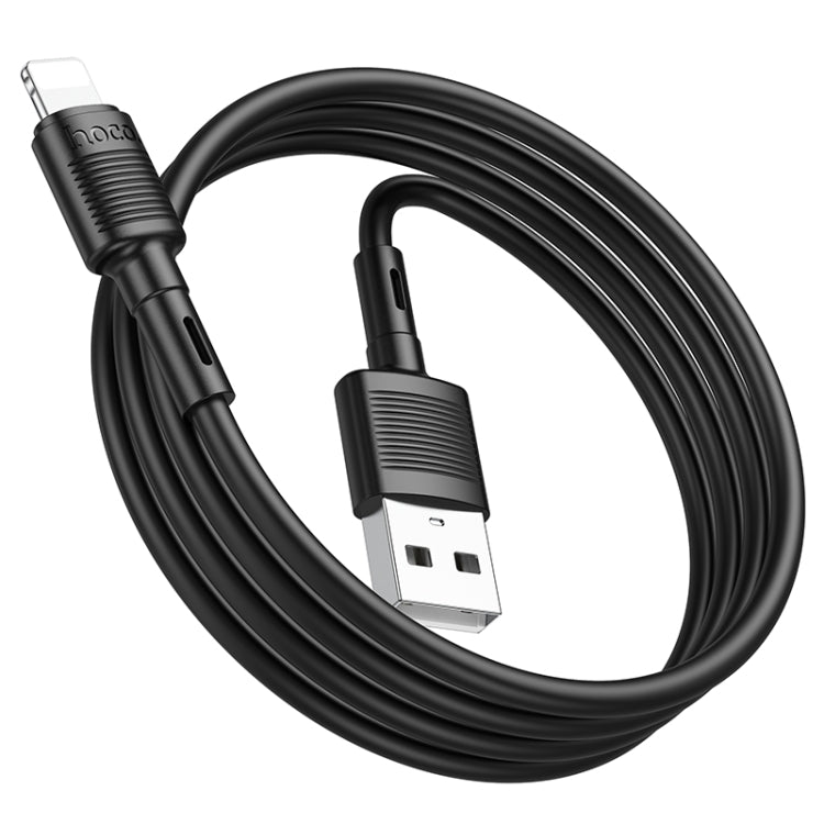 hoco X83 2.4A USB to 8 Pin Victory Charging Data Cable，Length：1m(Black) - Normal Style Cable by hoco | Online Shopping South Africa | PMC Jewellery