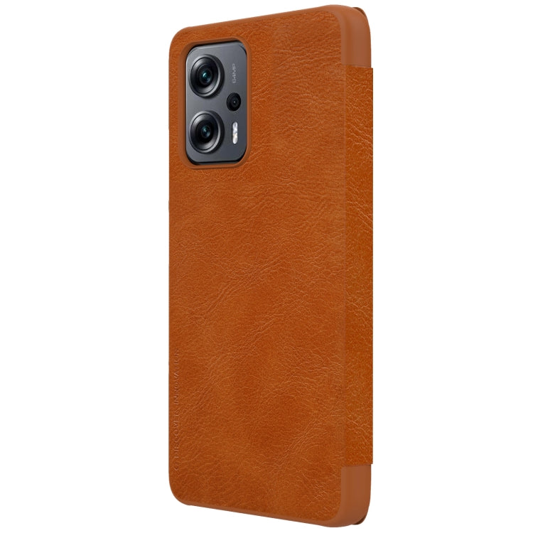 For Xiaomi Redmi Note 11T Pro/11T Pro+ 5G/Poco X4 GT 5G NILLKIN QIN Series Crazy Horse Texture Leather Phone Case(Brown) - Xiaomi Cases by NILLKIN | Online Shopping South Africa | PMC Jewellery