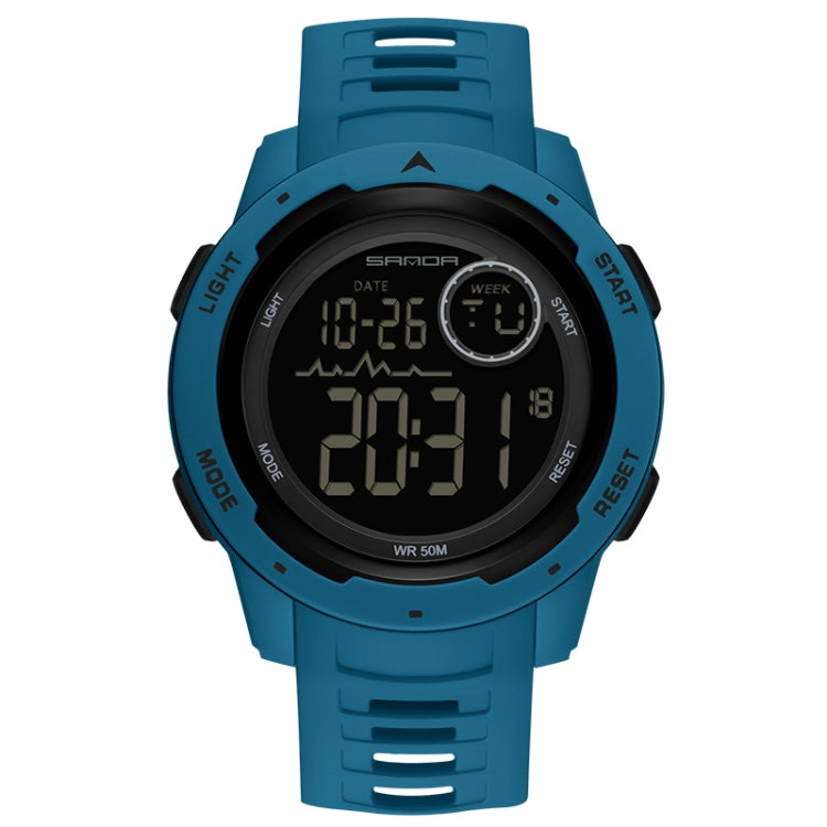 SANDA 2125 Luminous Waterproof Dual Display Electronic Watch(Blue) - Silicone Strap Watches by SANDA | Online Shopping South Africa | PMC Jewellery | Buy Now Pay Later Mobicred