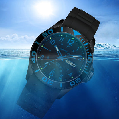 SANDA 9005 TPU Strap Dual Display Waterproof Electronic Watch(Black Blue) - Silicone Strap Watches by SANDA | Online Shopping South Africa | PMC Jewellery | Buy Now Pay Later Mobicred