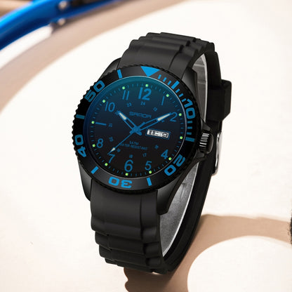 SANDA 9005 TPU Strap Dual Display Waterproof Electronic Watch(Black Blue) - Silicone Strap Watches by SANDA | Online Shopping South Africa | PMC Jewellery | Buy Now Pay Later Mobicred