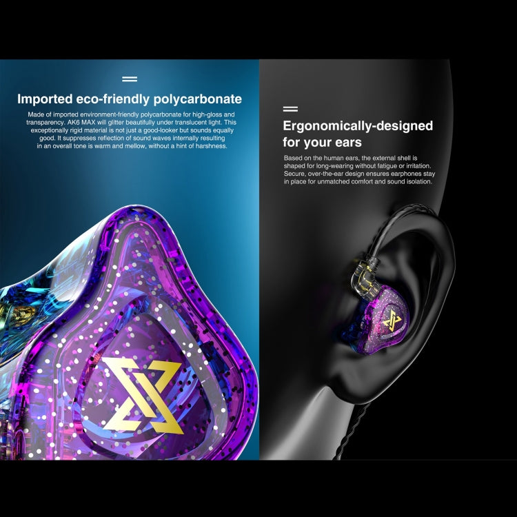 QKZ AK6 MAX In-ear Dynamic Subwoofer Wire-controlled Earphone, Version:Standard Version(Transparent Black) - In Ear Wired Earphone by QKZ | Online Shopping South Africa | PMC TechLife | Buy Now Pay Later Mobicred