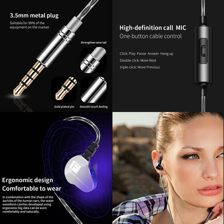 QKZ F910 In-Ear Subwoofer Dual Dynamic Earphone(Purple) - free shipping - PMC TechLife - Order now!