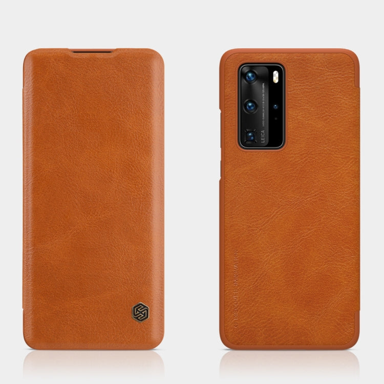 For Huawei P40 Pro NILLKIN QIN Series Crazy Horse Texture Horizontal Flip Leather Case with Card Slot(Brown) - Huawei Cases by NILLKIN | Online Shopping South Africa | PMC Jewellery