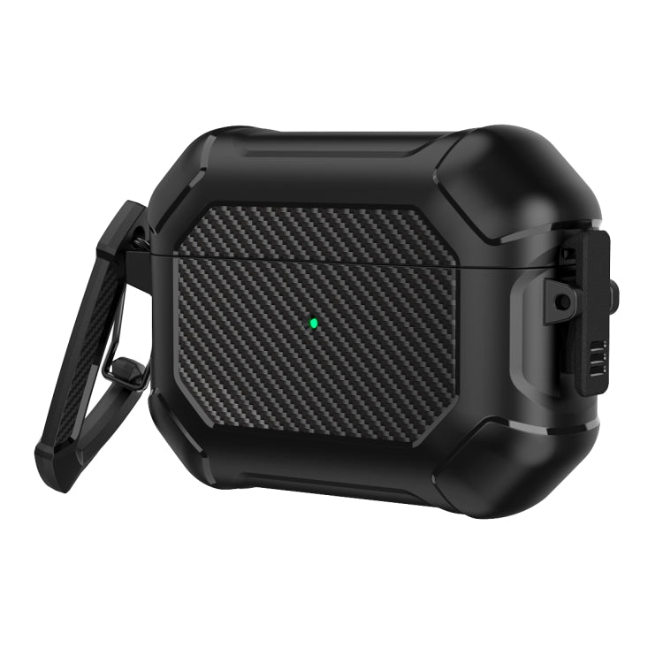 Carbon Brazing Dimension TPU+PC Headphone Protective Cover with Switch Lock & Carabiner For AirPods Pro(Black) - free shipping - PMC TechLife - Order now!
