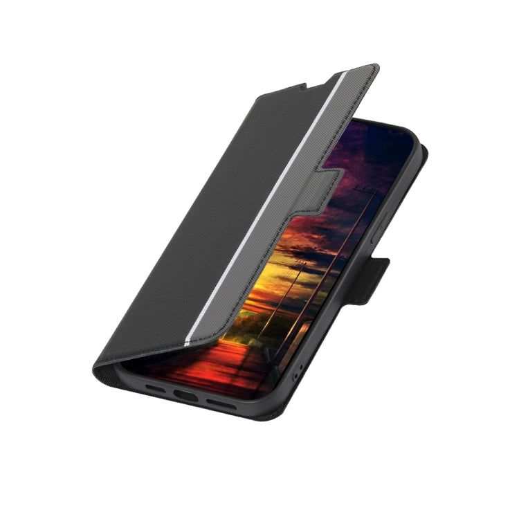 For OPPO Reno 8 5G Twill Texture Side Button Leather Phone Case(Black) - OPPO Cases by PMC TechLife | Online Shopping South Africa | PMC TechLife