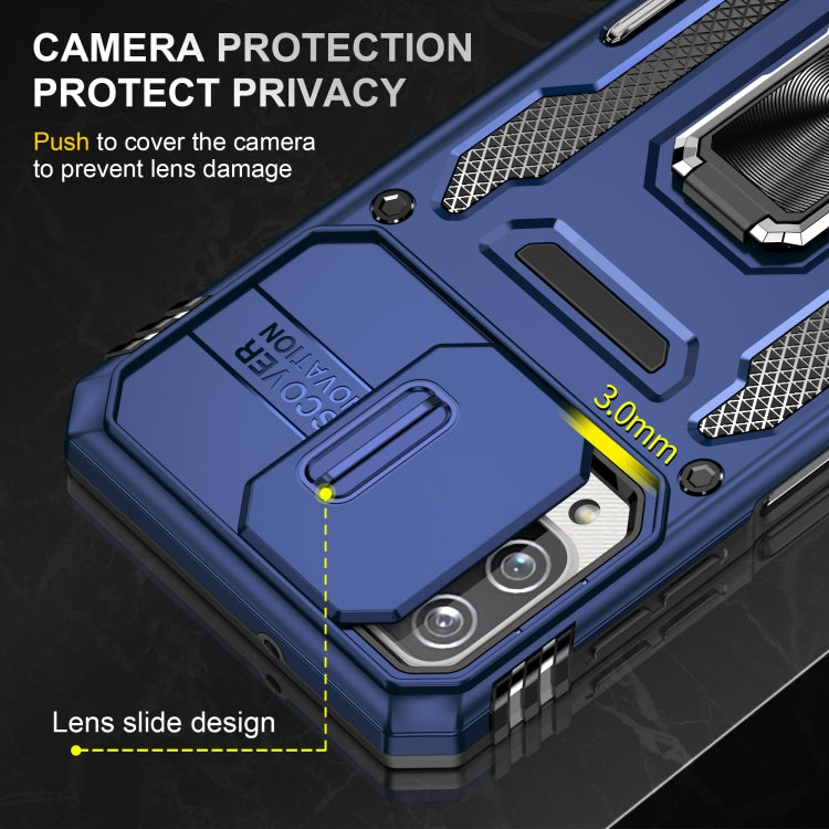 For Samsung Galaxy A12 5G/4G / M12 / F12 Armor PC + TPU Camera Shield Phone Case(Navy Blue) - Galaxy Phone Cases by PMC TechLife | Online Shopping South Africa | PMC TechLife