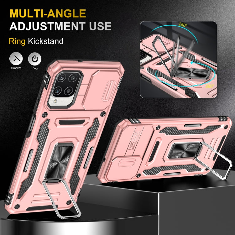 For Samsung Galaxy A12 5G/4G / M12 / F12 Armor PC + TPU Camera Shield Phone Case(Rose Gold) - Galaxy Phone Cases by PMC TechLife | Online Shopping South Africa | PMC TechLife