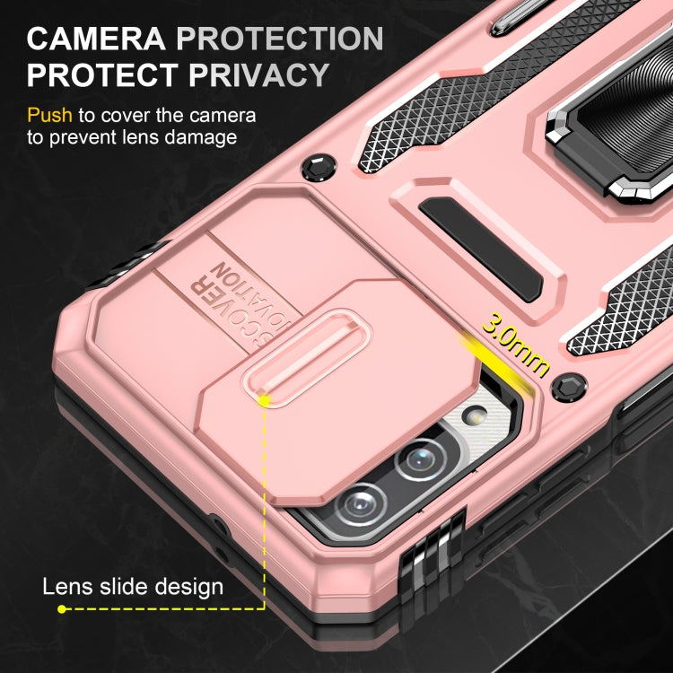 For Samsung Galaxy A12 5G/4G / M12 / F12 Armor PC + TPU Camera Shield Phone Case(Rose Gold) - Galaxy Phone Cases by PMC TechLife | Online Shopping South Africa | PMC TechLife