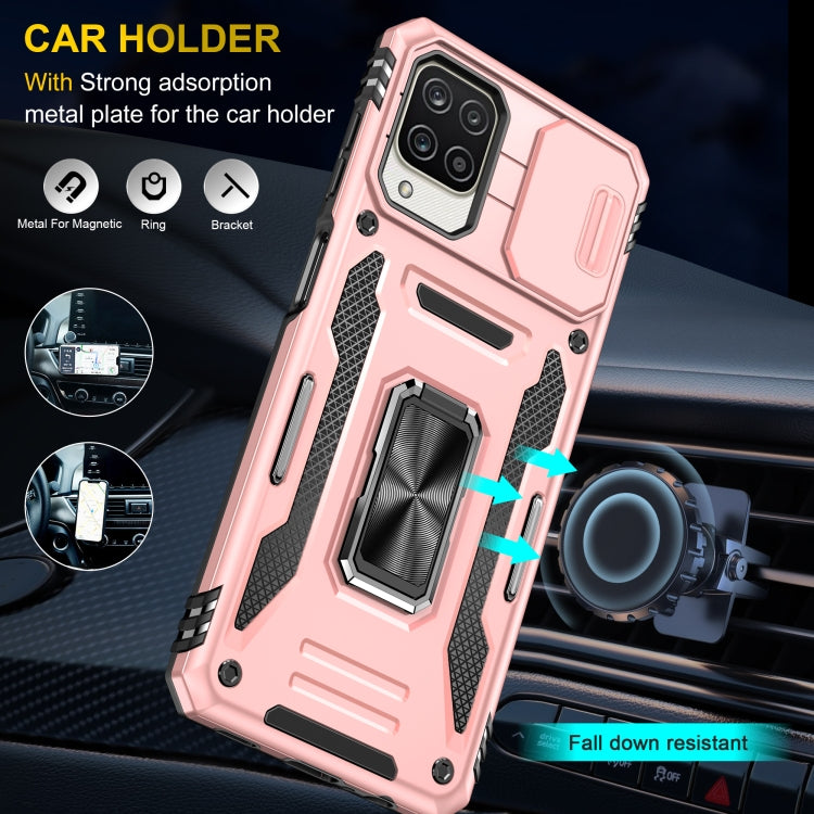 For Samsung Galaxy A12 5G/4G / M12 / F12 Armor PC + TPU Camera Shield Phone Case(Rose Gold) - Galaxy Phone Cases by PMC TechLife | Online Shopping South Africa | PMC TechLife