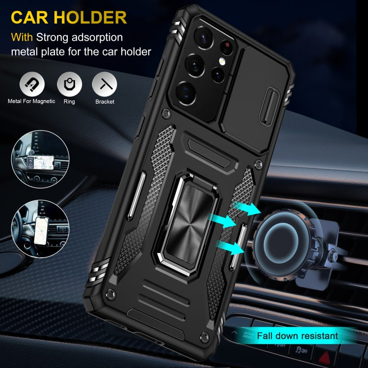 For Samsung Galaxy S21 Ultra 5G Armor PC + TPU Camera Shield Phone Case(Black) - Galaxy S21 Ultra 5G Cases by PMC TechLife | Online Shopping South Africa | PMC TechLife | Buy Now Pay Later Mobicred