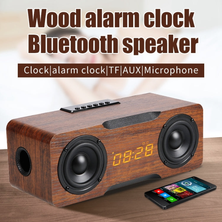 M8C Multifunctional Alarm Clock Bluetooth Speaker(Dark Brown) - Desktop Speaker by PMC Jewellery | Online Shopping South Africa | PMC Jewellery